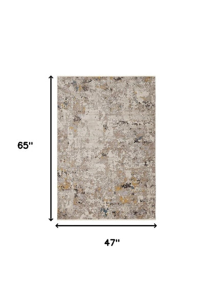 7' Silver Machine Woven Shrank Abstract Design Indoor Runner Rug