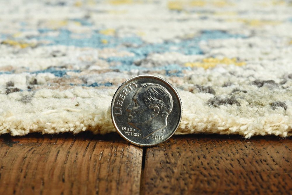 4' X 6' Beige Tan And Gold Abstract Distressed Area Rug