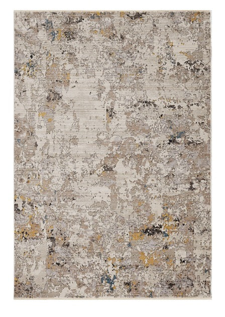 7' Silver Machine Woven Shrank Abstract Design Indoor Runner Rug