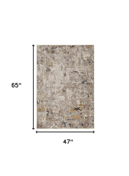 4' X 5' Grey Abstract Area Rug