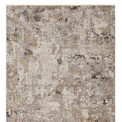 8' Gray Black And Gold Abstract Round Rug