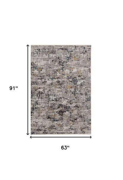 4' X 5' Grey Abstract Area Rug