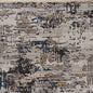 8' Gray Black And Gold Abstract Round Rug
