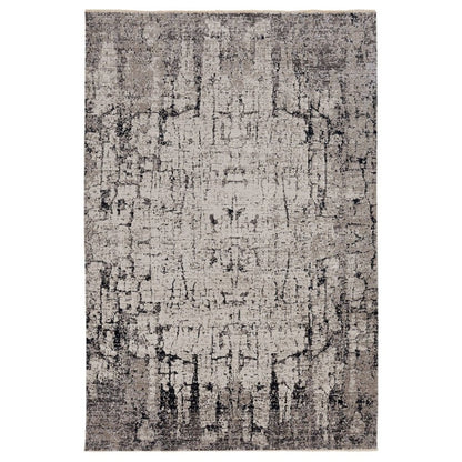 8' Gray and Ivory Round Area Rug