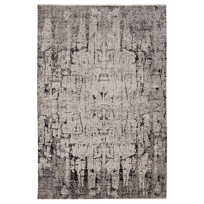 8' Gray and Ivory Round Area Rug