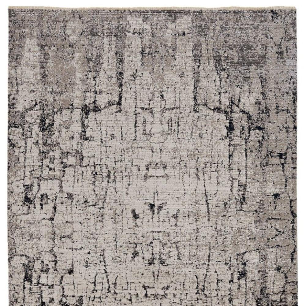 8' Gray and Ivory Round Area Rug