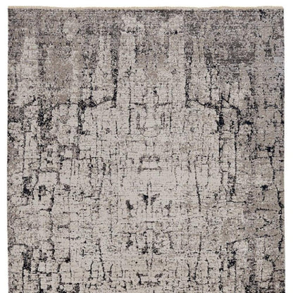 8' Gray and Ivory Round Area Rug