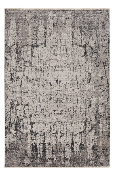 2' X 8' Ivory Or Grey Abstract Cracks Runner Rug