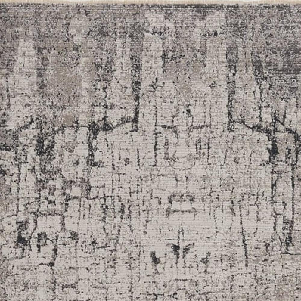 5' X 8' Ivory And Gray Abstract Distressed Area Rug