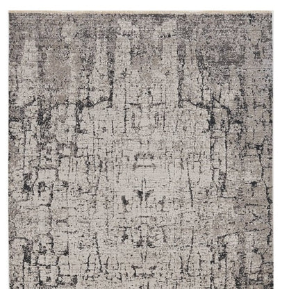 2' X 8' Ivory Or Grey Abstract Cracks Runner Rug