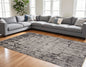 2' X 8' Ivory Or Grey Abstract Cracks Runner Rug