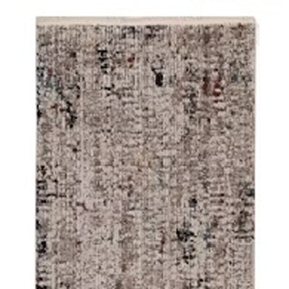 7' Beige Grey Machine Woven Shrank Abstract Design Indoor Runner Rug