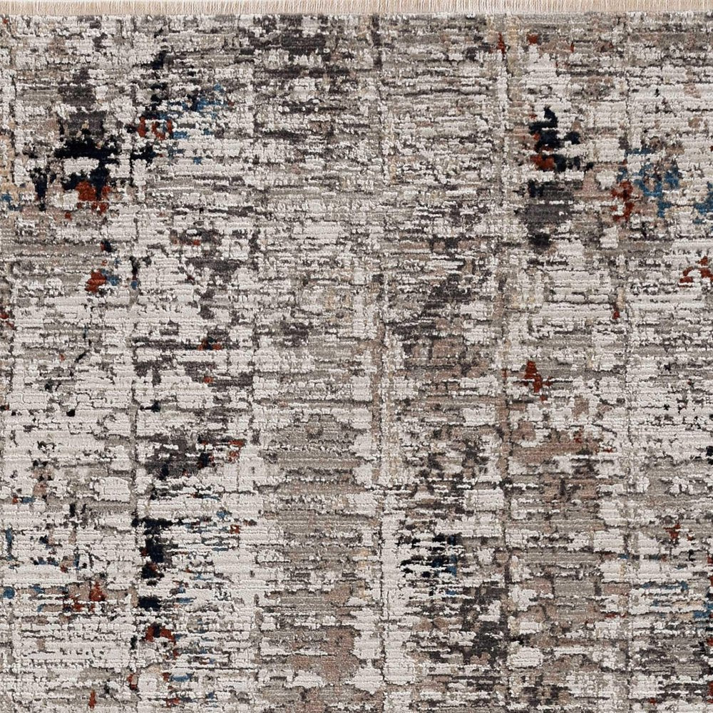 4' X 5' Beige And Gray Abstract Distressed Area Rug