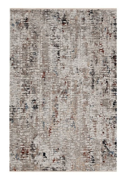 8' Beige And Gray Abstract Round Rug