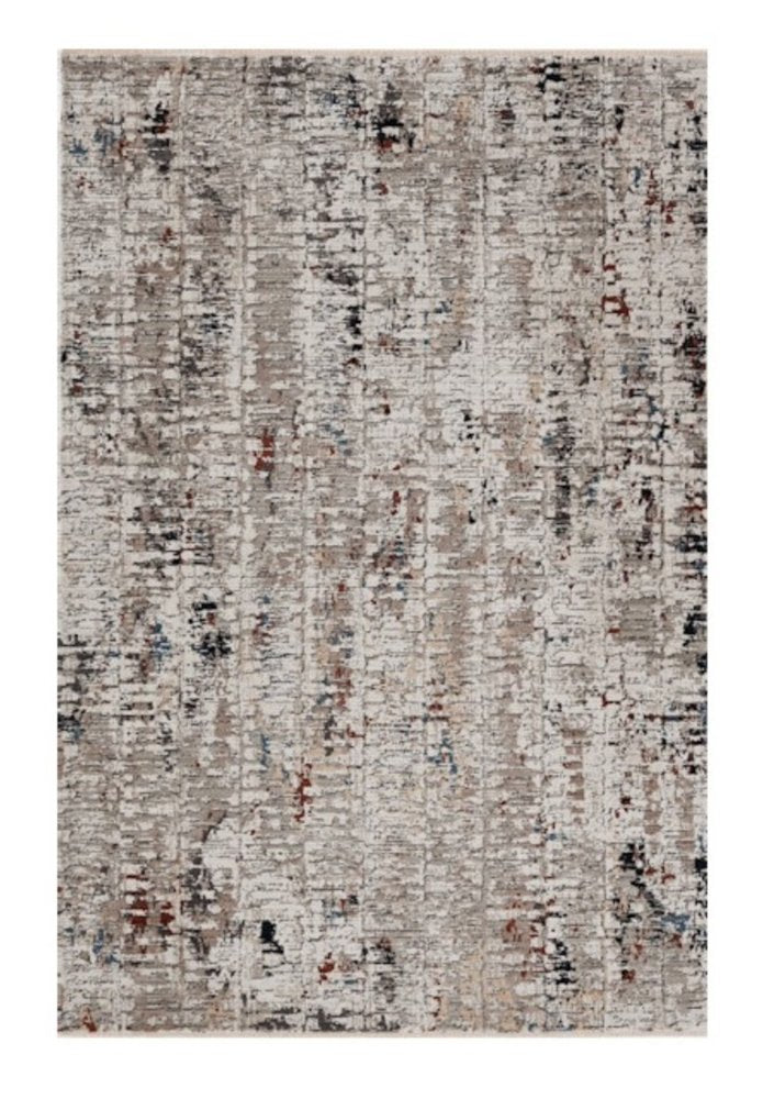 4' X 5' Beige And Gray Abstract Distressed Area Rug