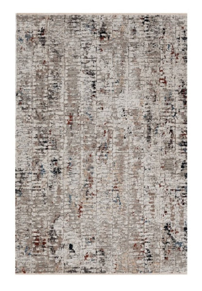 8' Beige And Gray Abstract Round Rug