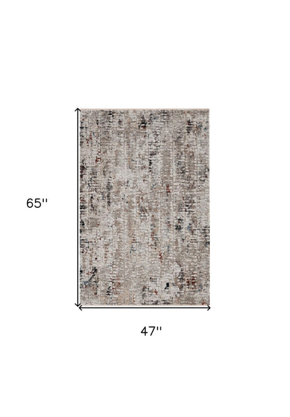 8' Beige And Gray Abstract Round Rug