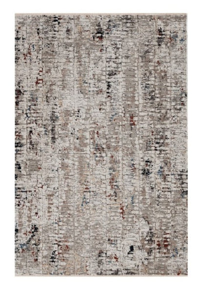 4' X 5' Beige And Gray Abstract Distressed Area Rug