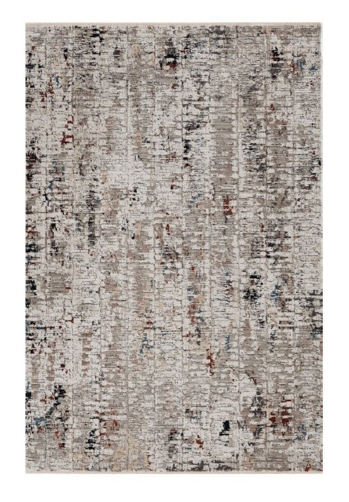 8' Beige And Gray Abstract Round Rug