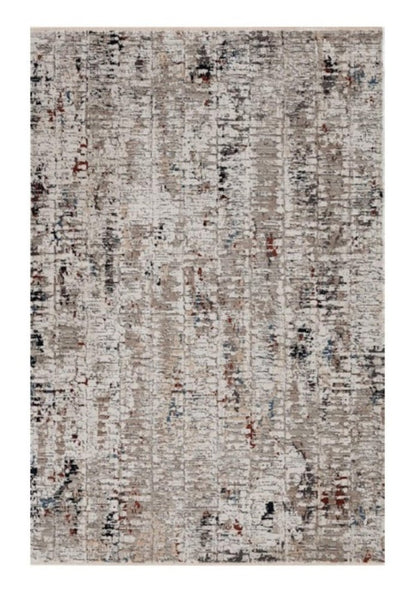 4' X 5' Beige And Gray Abstract Distressed Area Rug