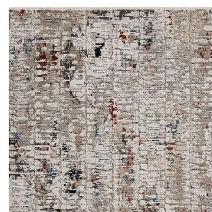 4' X 5' Beige And Gray Abstract Distressed Area Rug