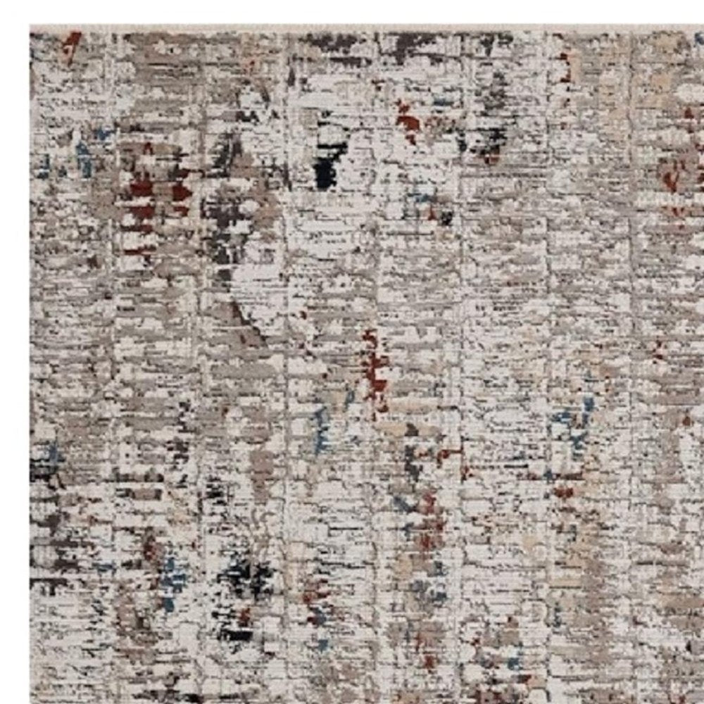 8' Beige And Gray Abstract Round Rug