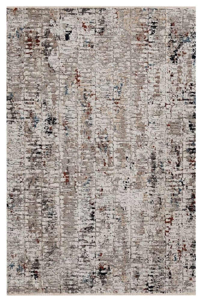 8' Beige And Gray Abstract Round Rug