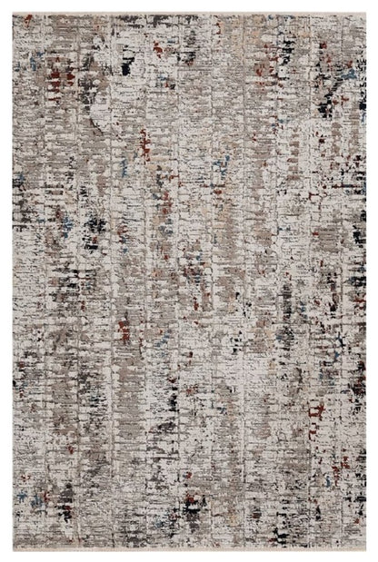 8' Beige And Gray Abstract Round Rug