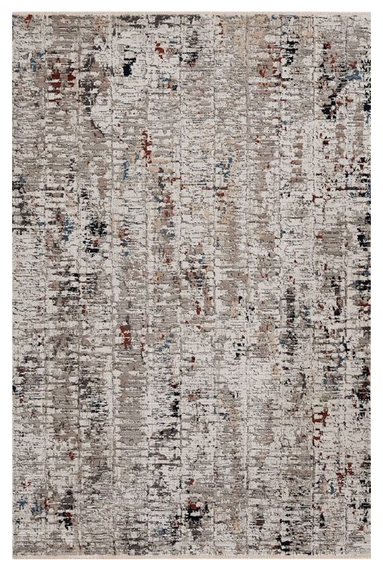 8' Beige And Gray Abstract Round Rug