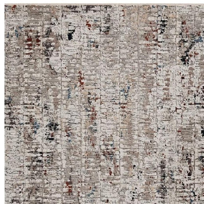 8' Beige And Gray Abstract Round Rug