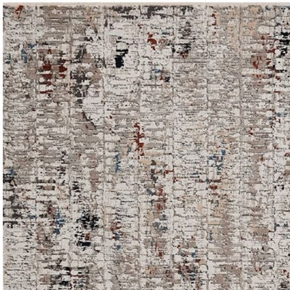 8' Beige And Gray Abstract Round Rug