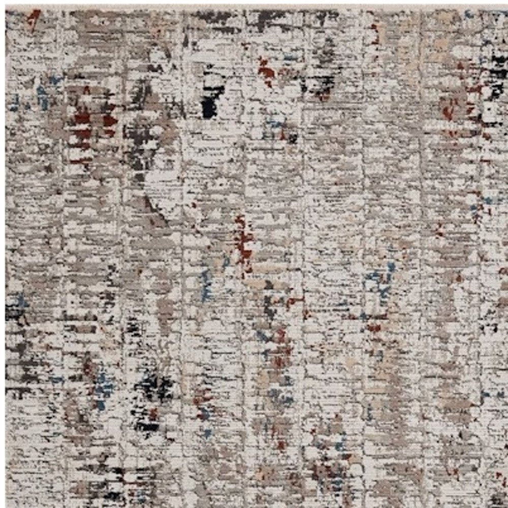 8' Beige And Gray Abstract Round Rug