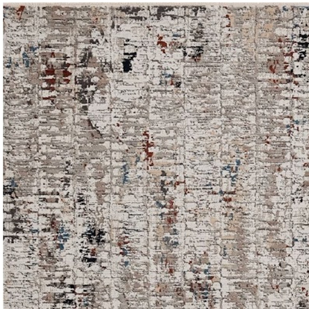 8' Beige And Gray Abstract Round Rug