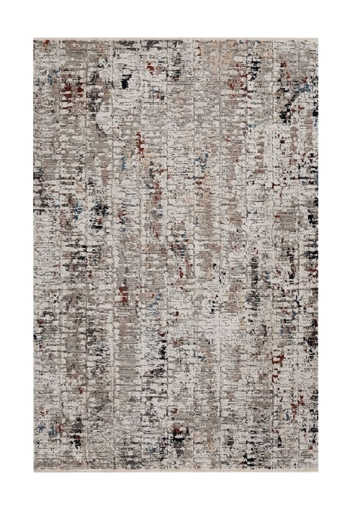 8' Beige And Gray Abstract Round Rug