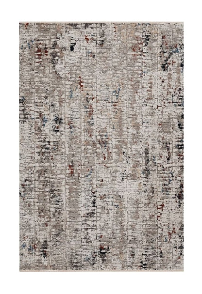 8' Beige And Gray Abstract Round Rug