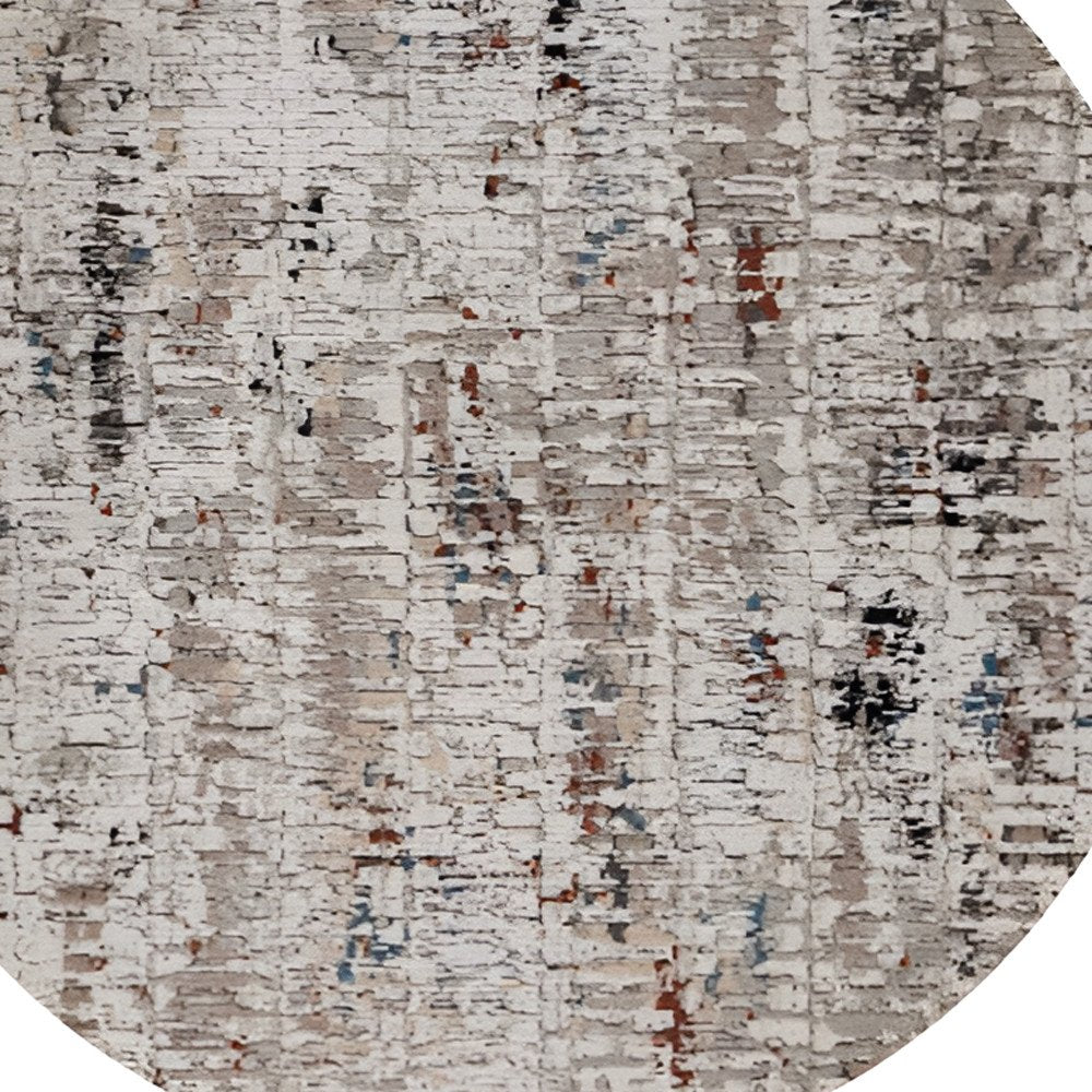 8' Beige And Gray Abstract Round Rug