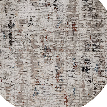 8' Beige And Gray Abstract Round Rug