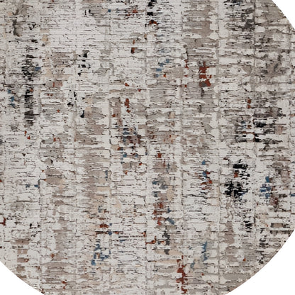 8' Beige And Gray Abstract Round Rug
