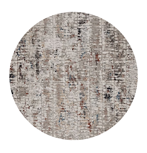 7' Beige Grey Machine Woven Shrank Abstract Design Indoor Runner Rug