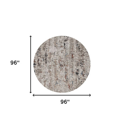 8' Beige And Gray Abstract Round Rug
