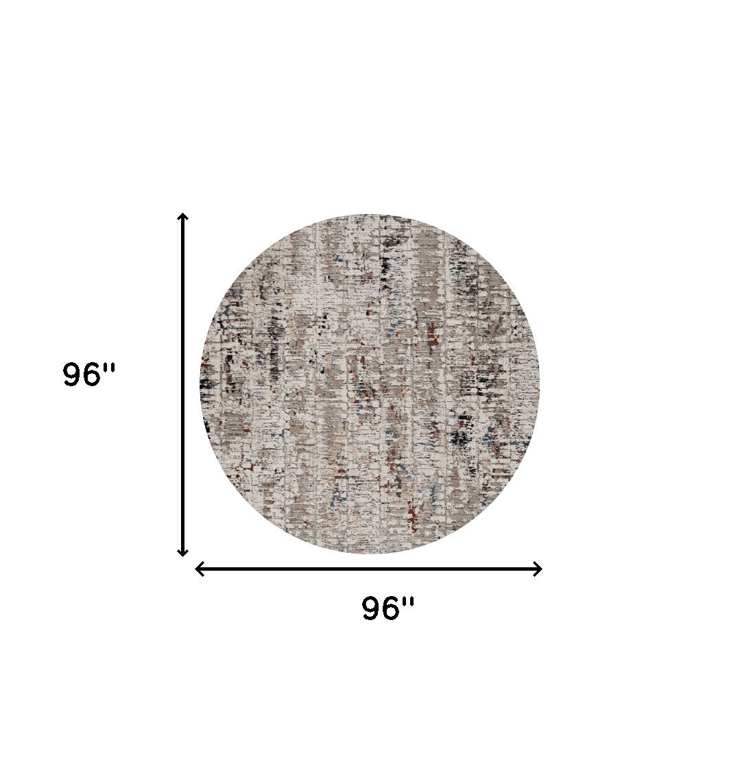 8' Beige And Gray Abstract Round Rug