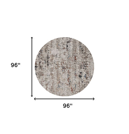 8' Beige And Gray Abstract Round Rug