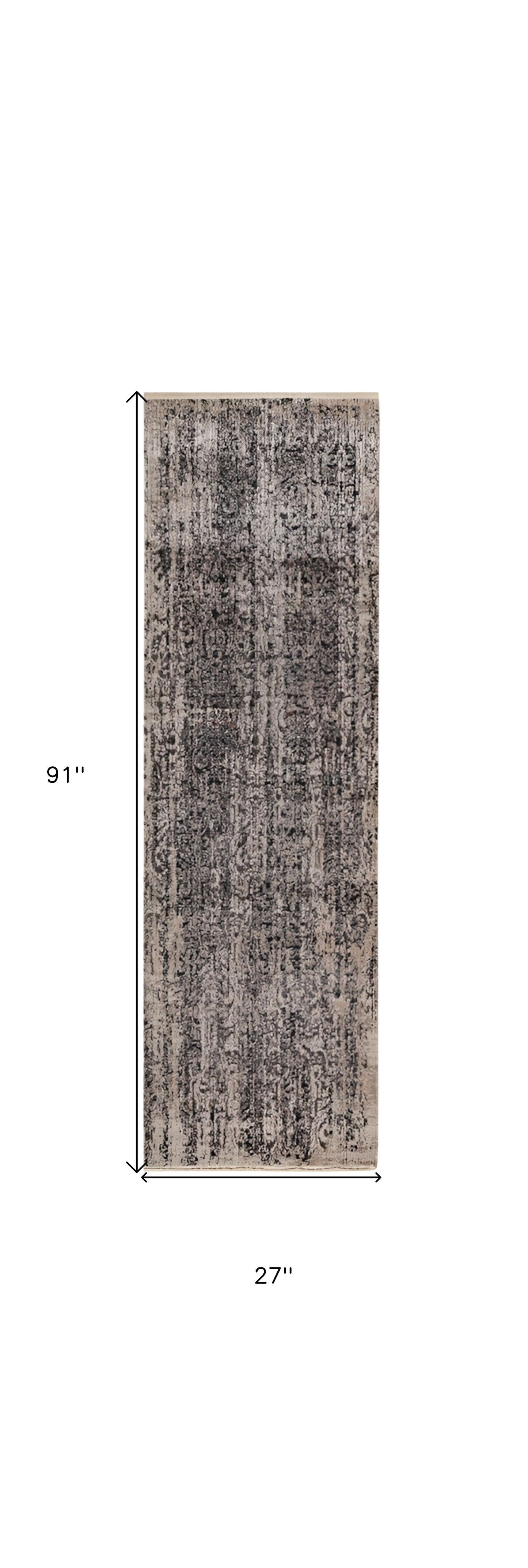 4' X 6' Gray And Tan Oriental Distressed Area Rug