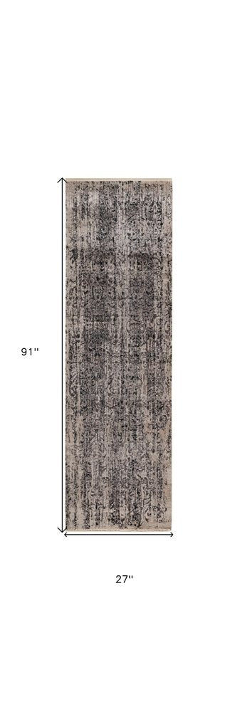 4' X 6' Gray And Tan Oriental Distressed Area Rug