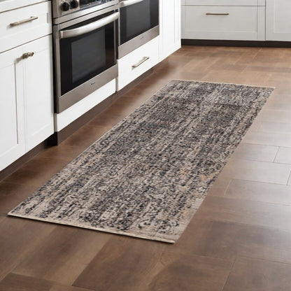 4' X 6' Gray And Tan Oriental Distressed Area Rug