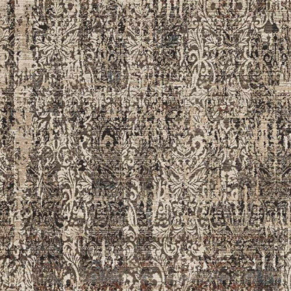 5' X 8' Gray And Tan Oriental Distressed Area Rug