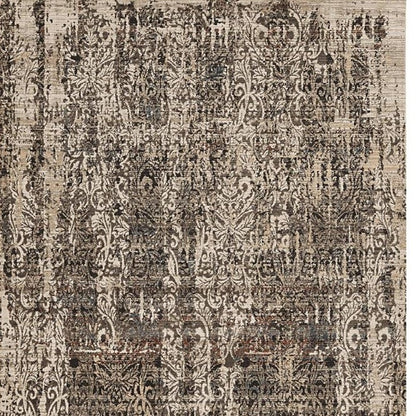 4' X 6' Gray And Tan Oriental Distressed Area Rug