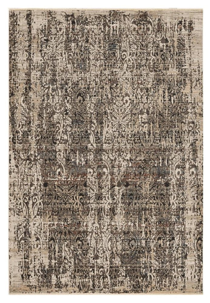 5' X 8' Gray And Tan Oriental Distressed Area Rug