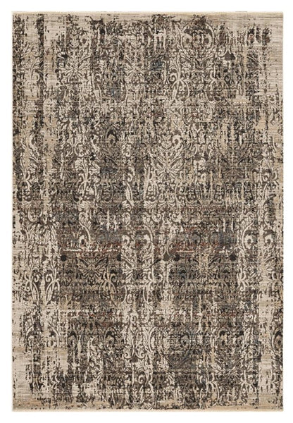 5' X 8' Gray And Tan Oriental Distressed Area Rug