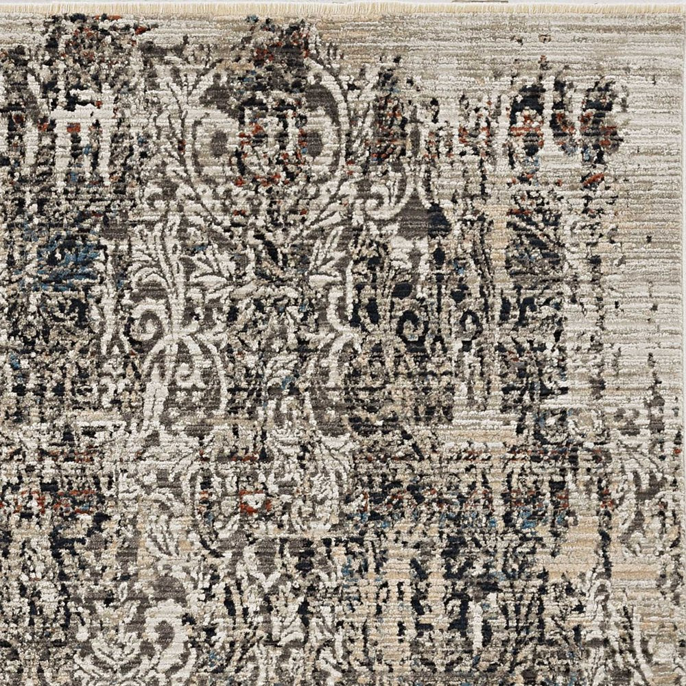 4' X 6' Gray And Tan Oriental Distressed Area Rug